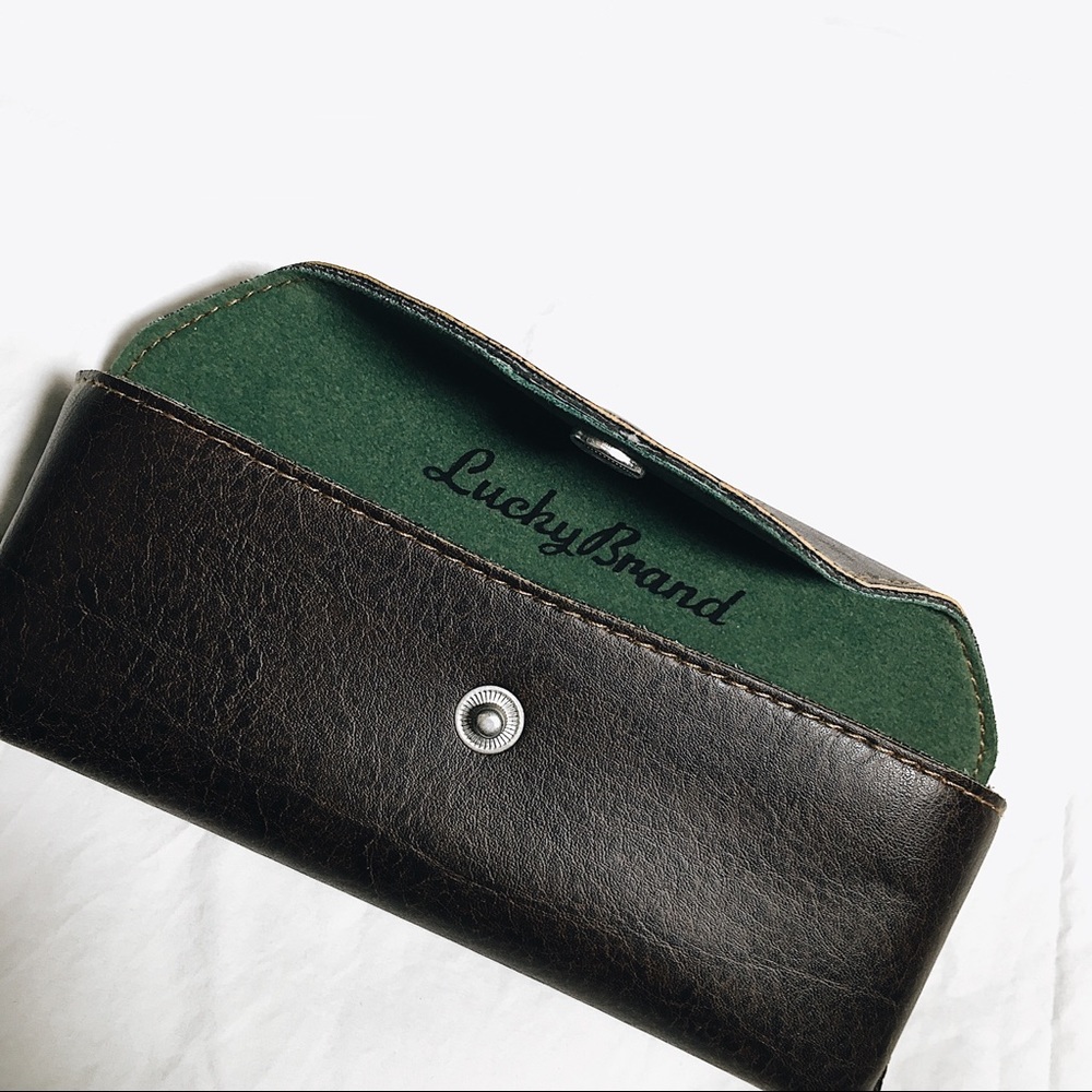 Brown Leather Fold Over Lucky Brand Glasses Case